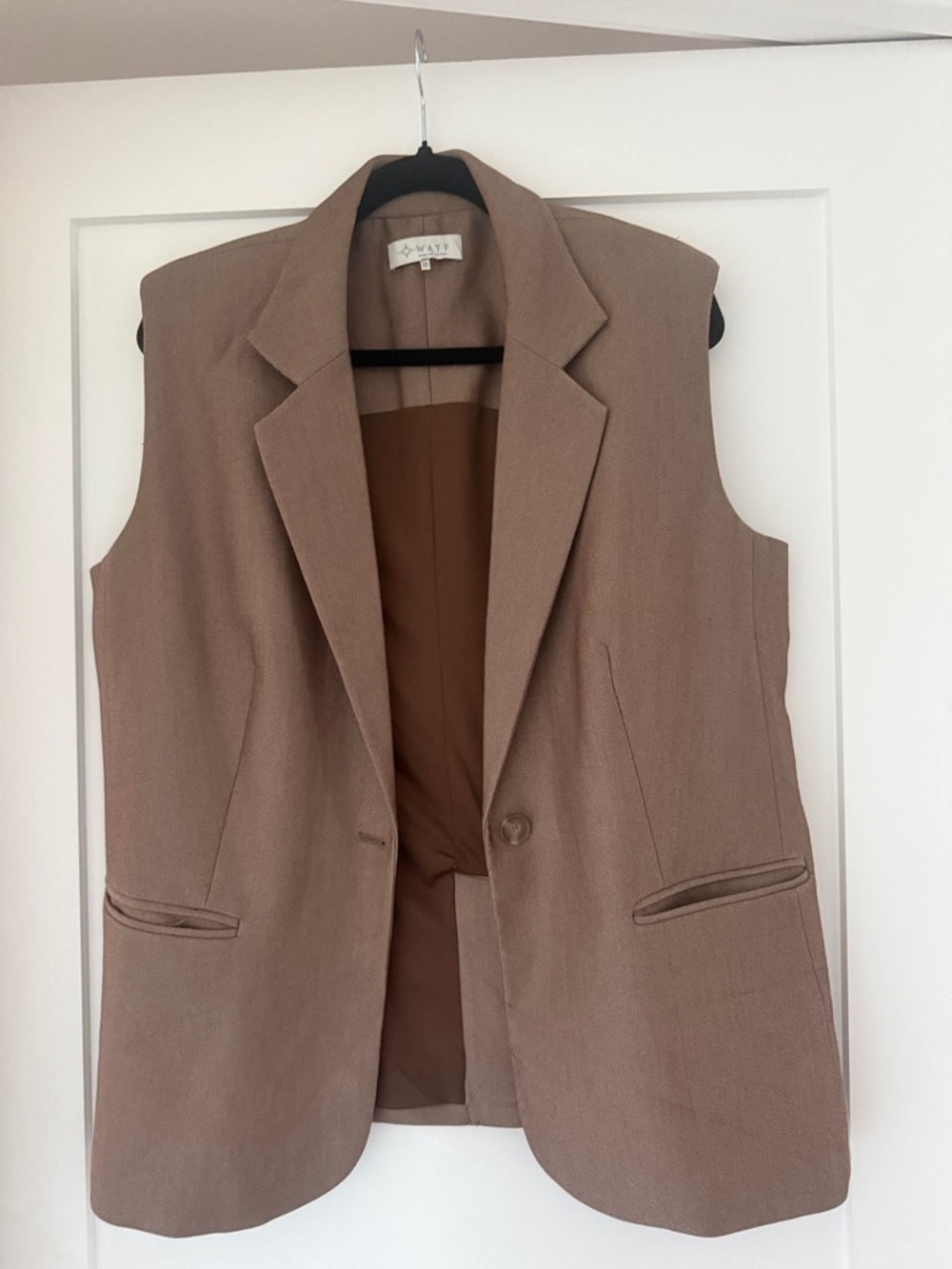Wayf Taupe Sleeveless Blazer Vest